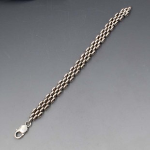 Three Row Sterling Silver Link Bracelet