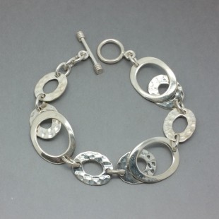 Textured Sterling Silver Oval Links Bracelet