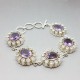 Stunning Oval Amethyst, Crystal and Sterling Silver Bracelet