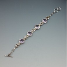 Amethyst and Silver Swirl Bracelet