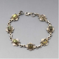 Labradorite Art Deco Style Silver Bracelet