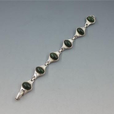 Jade and Sterling Silver Link Bracelet