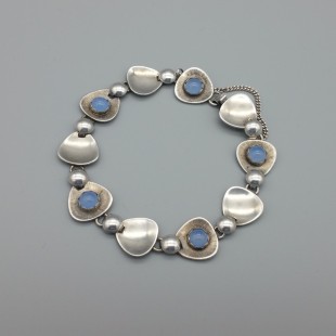  Alton Sweden Blue Chalcedony and Silver Bracelet