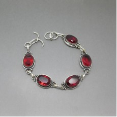 Red Crystal and Stering Silver Bracelet