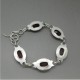 Red Crystal and Sterling Silver Cabochon Bracelet