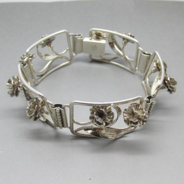 John Lauritzen Denmark Silver Flower Link Bracelet