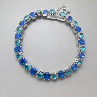 Aquamarine and Blue Crystal  Bracelet