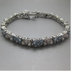 Blue and Clear Crystal Sterling Silver  Bracelet