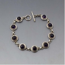 Amethyst and Silver Disc Bracelet