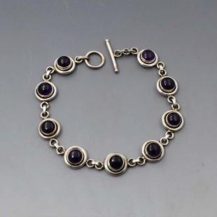 Amethyst and Silver Disc Bracelet