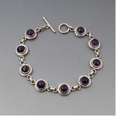 Amethyst and Silver Disc Bracelet