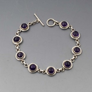 Amethyst and Silver Disc Bracelet