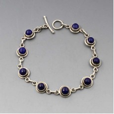 Lapis Lazuli and Silver Disc Bracelet