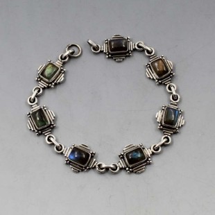 Labradorite Art Deco Silver Bracelet