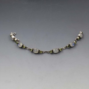 Moonstone Peridot and Silver Bracelet