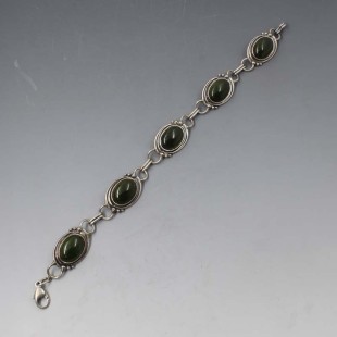 Jade and Sterling Silver Bracelet