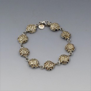  Silver and Vermeil Flower Link Bracelet