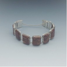 Pietersite and  Silver  Modernist Link Bracelet