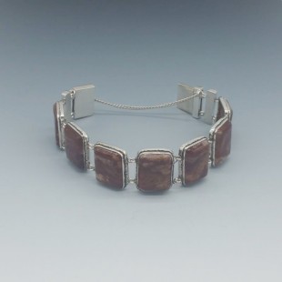 Pietersite and  Silver  Modernist Link Bracelet