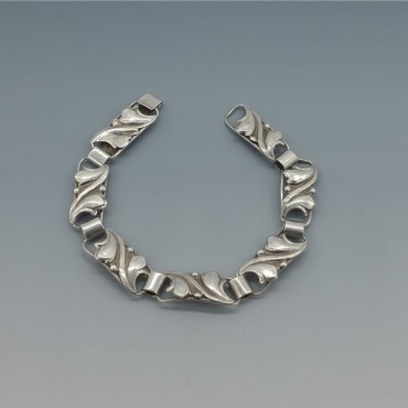 C A Christensen Denmark Silver Leaves Bracelet