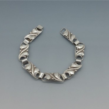 C A Christensen Denmark Silver Leaves Bracelet