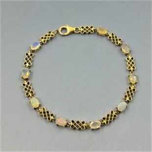 Fire Opal and Gold Vermeil Link Bracelet