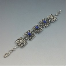 Blue Lapis Lazuli and Silver Bracelet