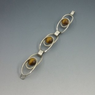 Tigers Eye and 835 Silver Ovals Bracelet