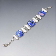  Biwa Pearl, Aquamarine and Venetian Glass Bracelet