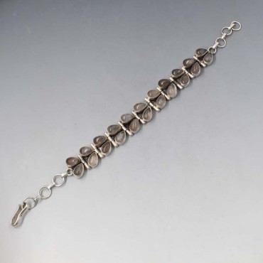 Grey Moonstone Sterling Silver Bracelet