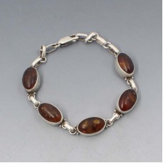 Amber Eclipse and Sterling Silver Bracelet