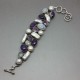  Chunky Moonstone Amethyst and Pearl Statement Bracelet