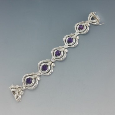 TEKA  Chunky Silver and Amethyst Bracelet