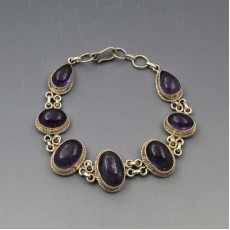 Vintage Amethyst and Silver Bracelet