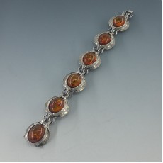 PERLI Germany Open Backed Amber and Silver  Bracelet