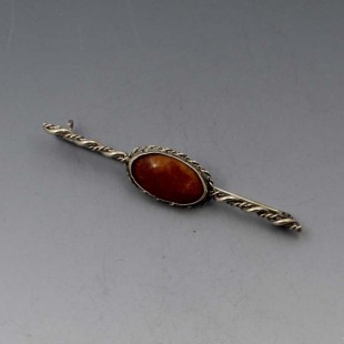 Christian Veilskov, Denmark,  Amber and Sterling Silver Brooch