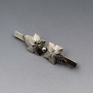 Herman Siersbol Double Leaf Bar Silver Brooch