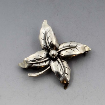 NE FROM , Denmark Silver Flower Petal Brooch