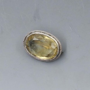 Oval Citrine and Silver Brooch