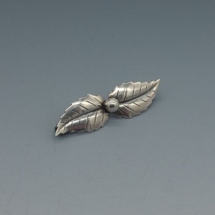 John Lauritzen Denmark Silver Leaf Brooch