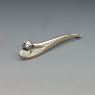 Sten and Laine Rock Crystal Silver Curve Brooch