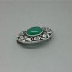 Oval Green Chrysoprase and Sterling Silver Brooch
