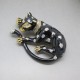 Vogue Black Enamel and Crystal Panther Brooch