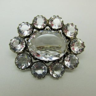 Sterling Silver and Crystal  Flower Brooch