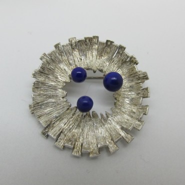Sterling Silver Vintage Modernist flower brooch