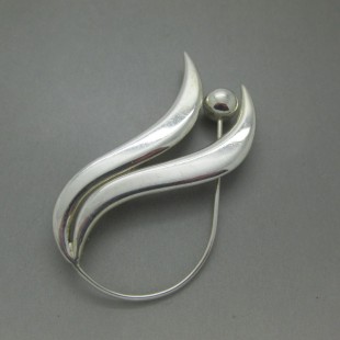 Modernist Sterling Silver Abstract Brooch