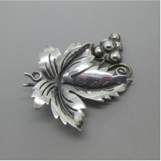 Silver Leaf and Flower Design Brooch