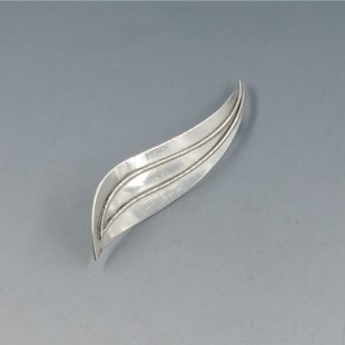 Modernist 835 Silver Leaf Brooch