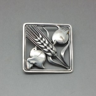 Georg Jensen Sterling Silver Double Bird Brooch designed by Arno Malinowski #250
