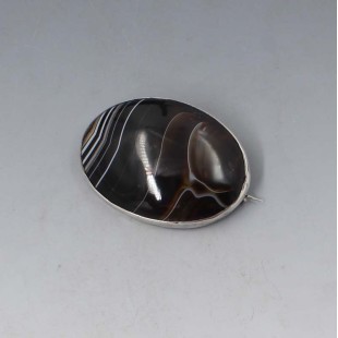 Banded Agate Silver Brooch